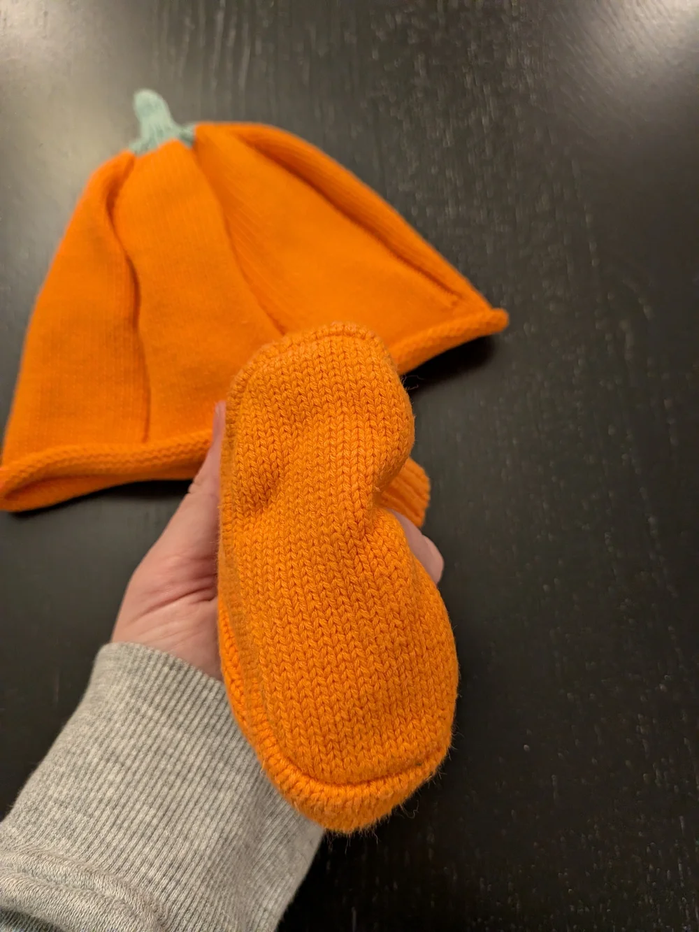 Carter's Orange Pumpkin Knit Hat and Booties Set